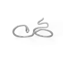 Load image into Gallery viewer, Charming Snake! Rhodium Plated CZ Wrap Snake Ring
