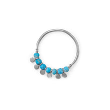 Load image into Gallery viewer, Rhodium Plated Synthetic Turquoise Bead and Disk Ring
