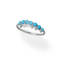 Load image into Gallery viewer, Rhodium Plated Synthetic Turquoise Bead and Disk Ring
