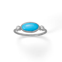 Load image into Gallery viewer, Oval Synthetic Turquoise and CZ Ring
