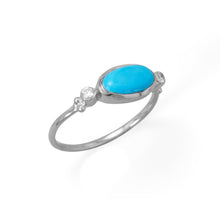 Load image into Gallery viewer, Oval Synthetic Turquoise and CZ Ring
