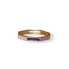 Load image into Gallery viewer, 14 Karat Gold Plated Rainbow Enamel Flat Edge Ring

