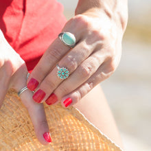 Load image into Gallery viewer, Reconstituted Turquoise Flower Ring
