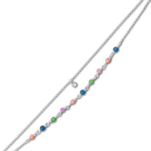 Load image into Gallery viewer, 9&quot;+1&quot; Multi Color Jade and CZ Double Strand Anklet
