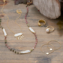 Load image into Gallery viewer, 24&quot; 14 Karat Gold Plated Tourmaline and Cultured Freshwater Pearl Necklace
