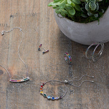 Load image into Gallery viewer, Rhodium Plated Multi Color CZ 40mm Click Hoop Earrings
